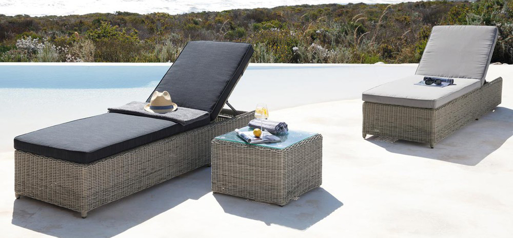 Bain de soleil à roulettes en résine tressée, maisons du monde, Notes de Styles