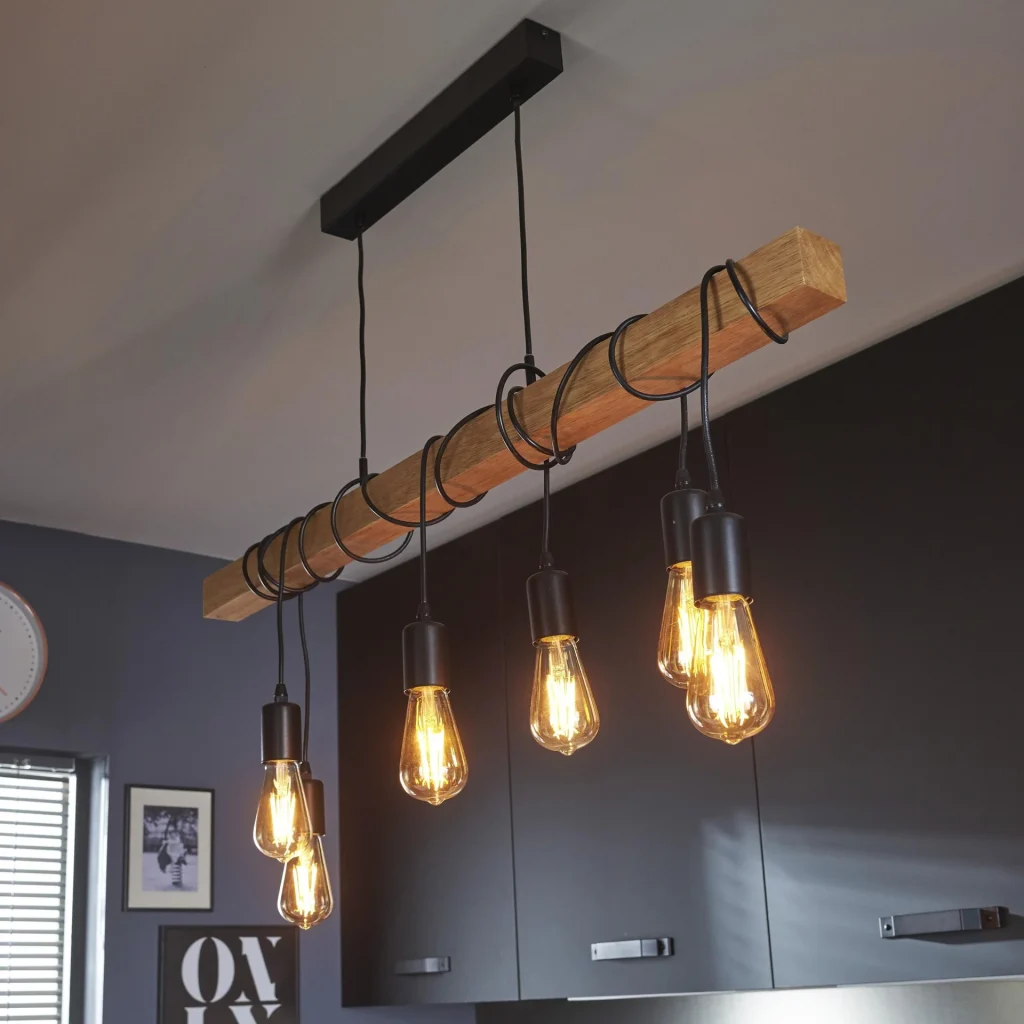 Suspension câble noir & bois, Leroy Merlin