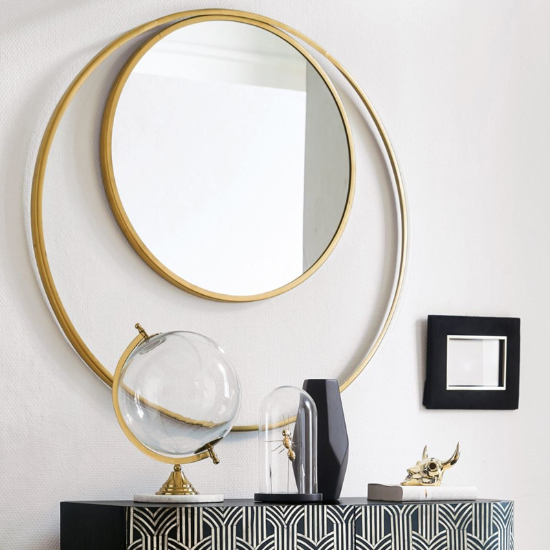 Miroir rond double encadrement doré - Maisons du Monde