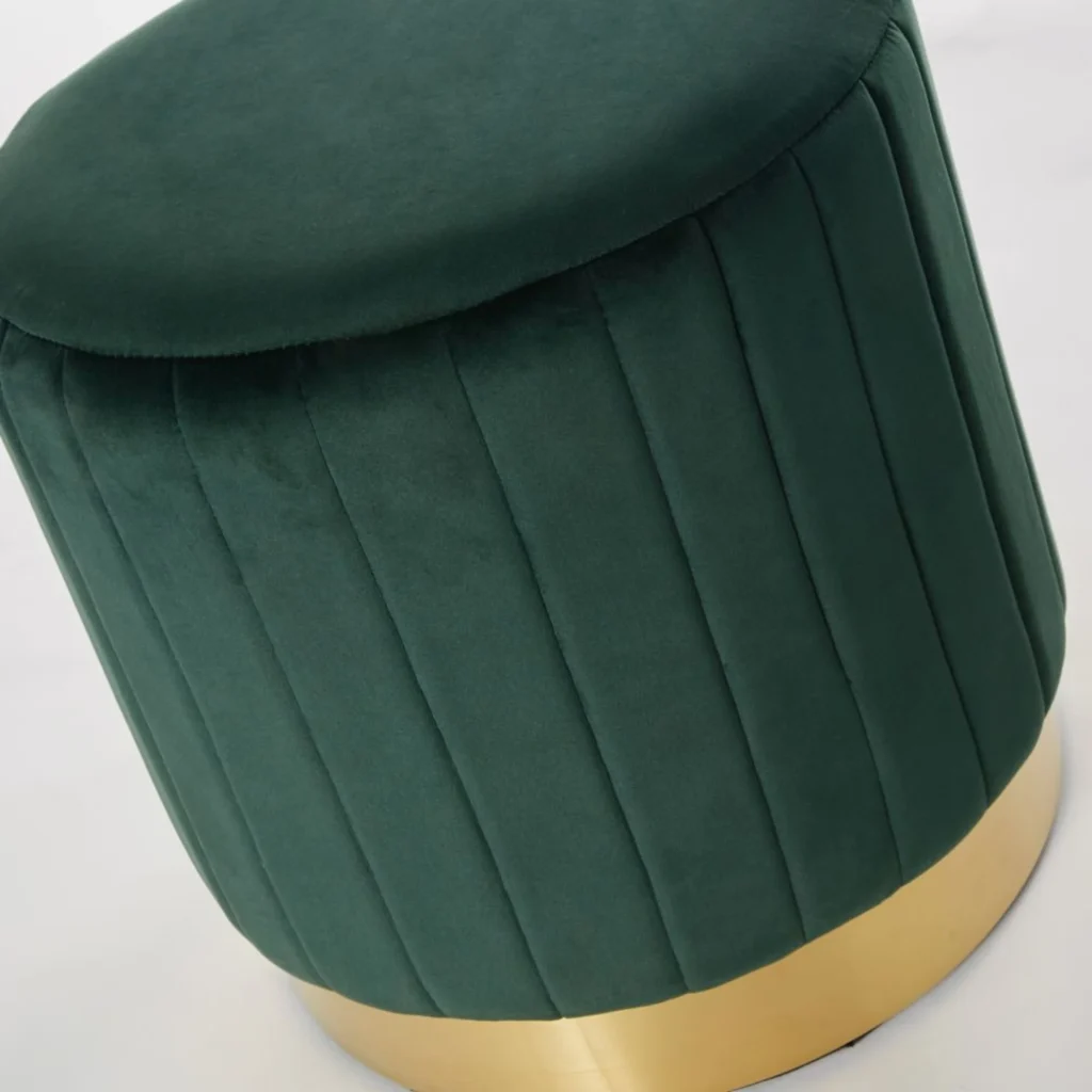 Pouf velours vert et métal doré - Maisons du Monde