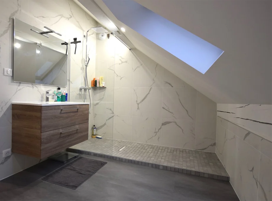Rénovation d’une salle d’eau, Notes de Styles Architecte d’intérieur Corenc (38, Isère)