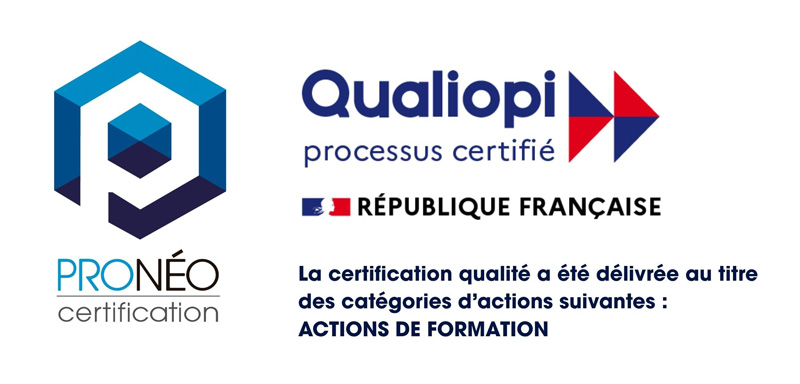Qualiopi : la certification qualité a été délivrée au titre de la catégorie d’action suivante : Action de formation. Qualiopi : la certification qualité a été délivrée au titre de la catégorie d’action suivante : Action de formation.